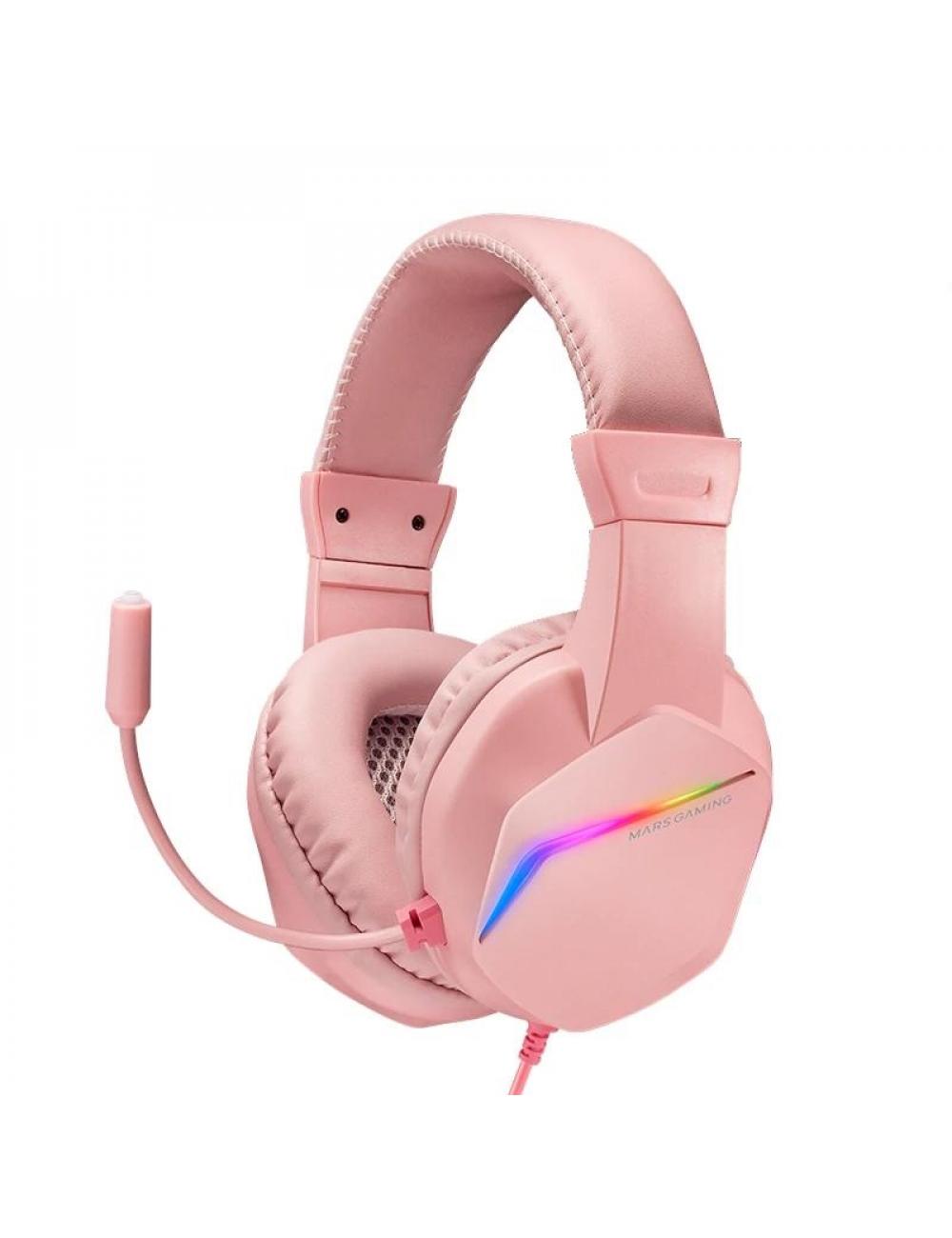 Mars gaming auricular+mic mh122 rosa