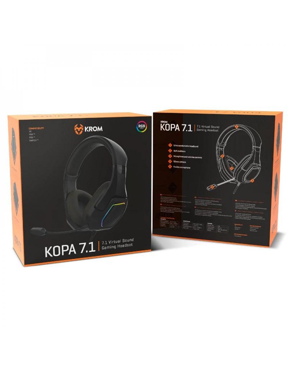 Krom kopa auriculares gaming 7.1 virtual negro