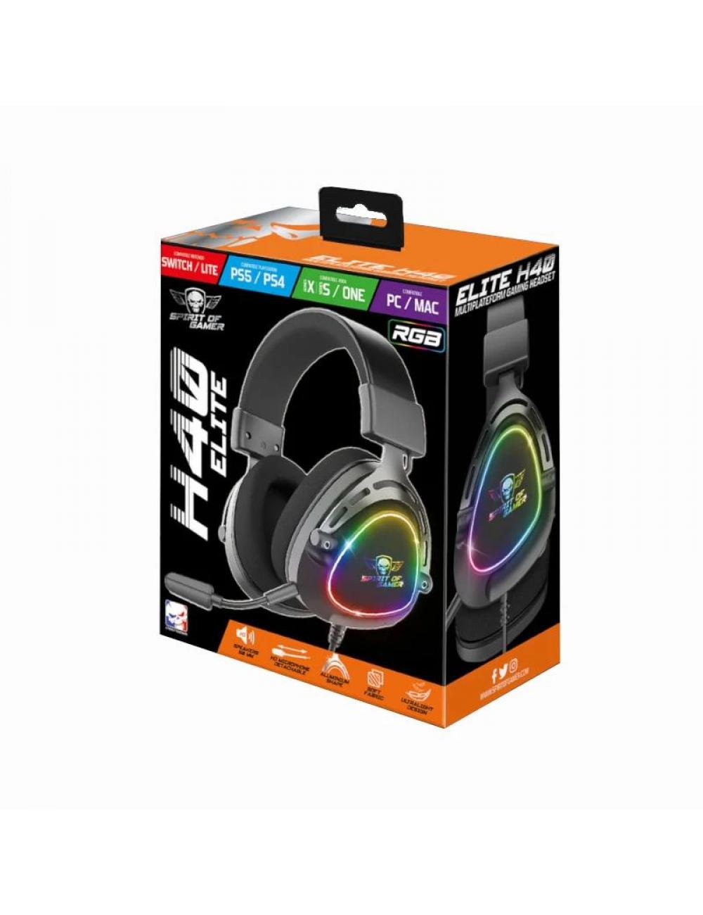 Spirit of gamer auriculares elite h-40 negro