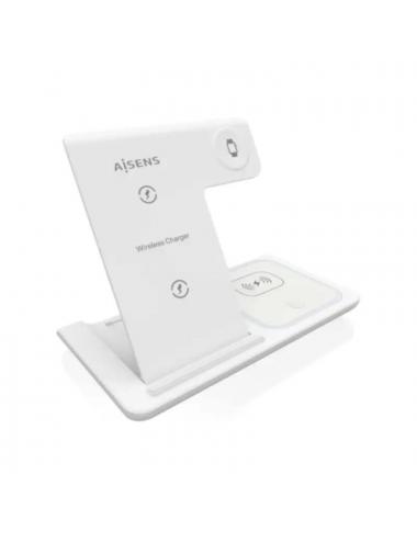 Aisens cargador inal疥brico usbc 15w 3 en 1 blanco