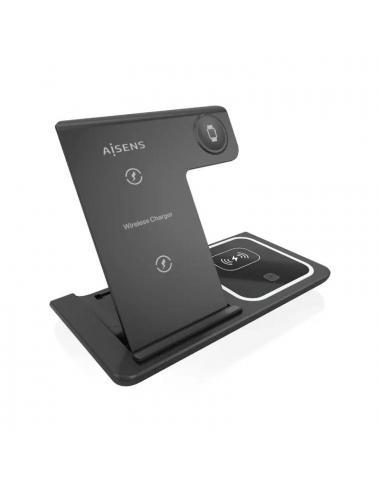 Aisens cargador inal疥brico usbc 15w 3 en 1 negro