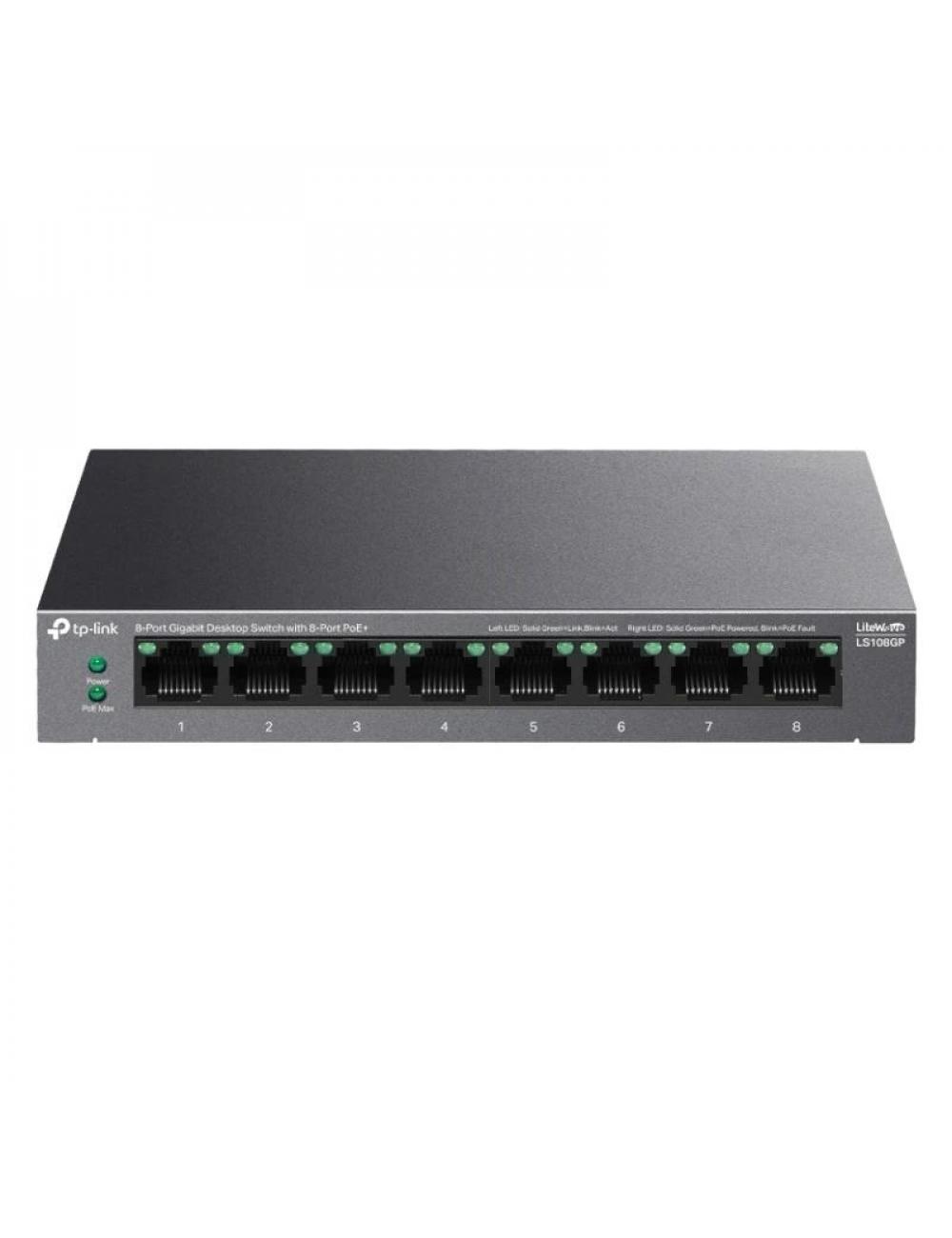 Tp-link ls108gp switch 8xgb poe+ 62w desktop