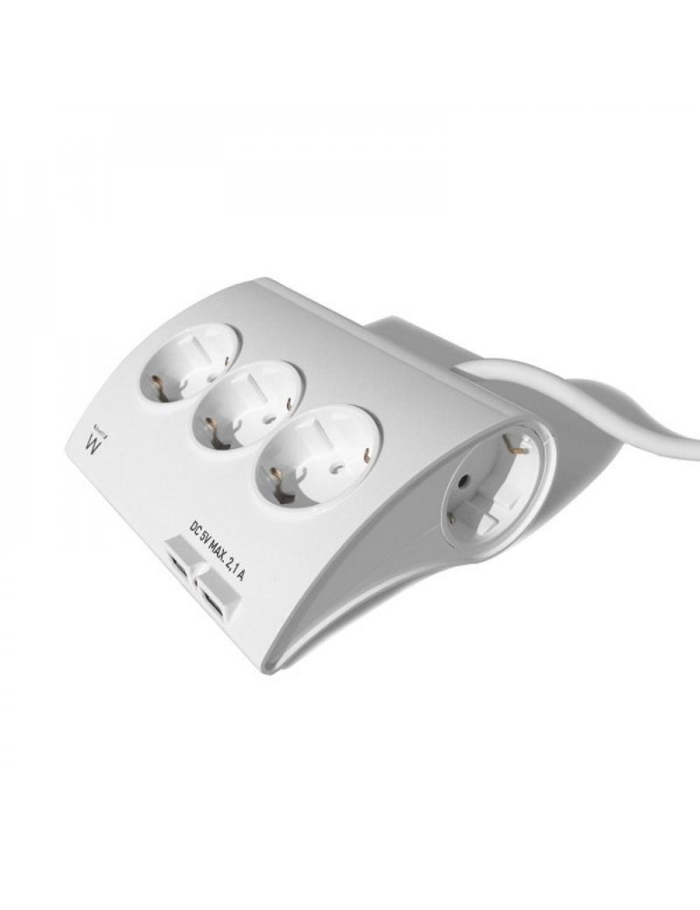 Ewent ew3935 regleta 5 schuko + 2 usb 2.1a