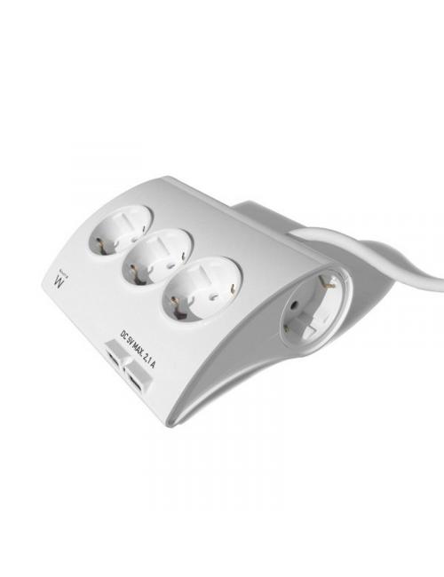 Ewent ew3935 regleta 5 schuko + 2 usb 2.1a