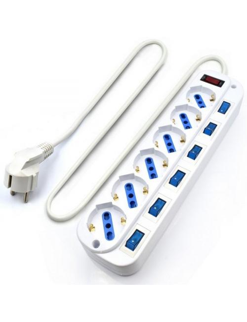 Ewent ew3932-3m regleta 6 tomas / 6 interruptor 3m