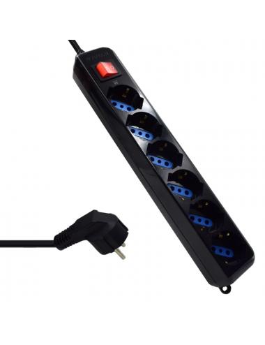 Ewent ew3924 regleta 6 tomas con proteccion negro