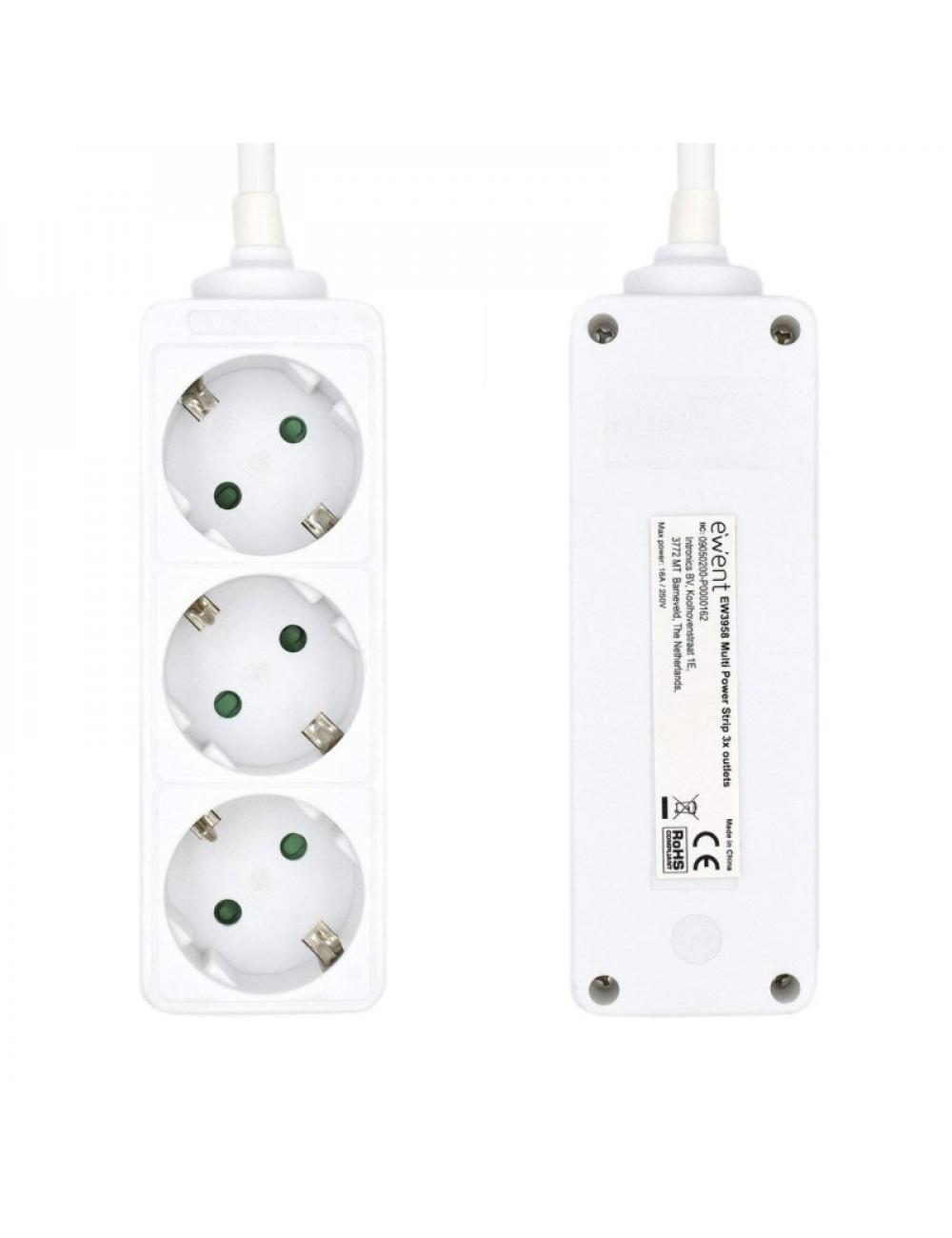 Ewent ew3958 regleta 3 tomas blanco