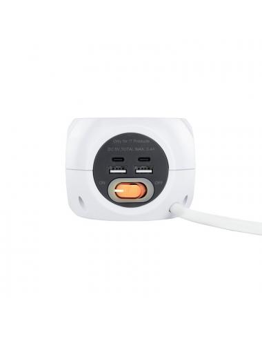 Nanocable base de enchufes con 4 usb blanco