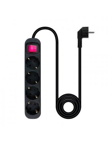 Nanocable regleta 4 tomas con interruptor negro