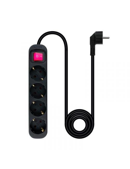 Nanocable regleta 4 tomas con interruptor negro