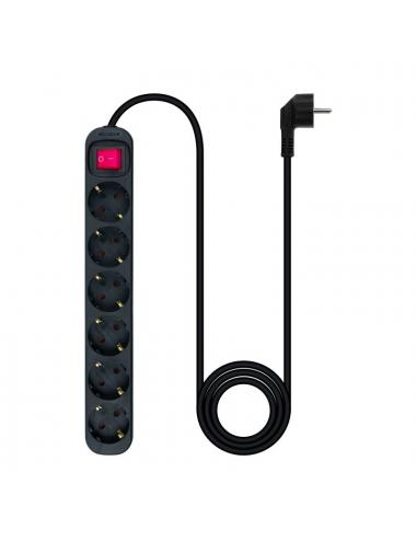 Nanocable regleta 6 tomas con interruptor negro