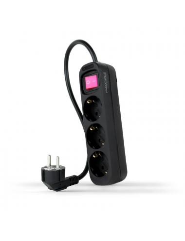 Nanocable regleta 3 tomas interruptor negro