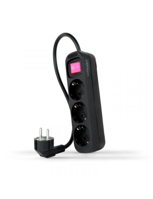 Nanocable regleta 3 tomas interruptor negro