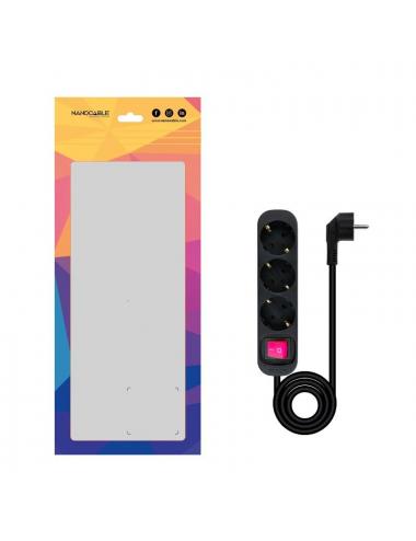 Nanocable regleta 3 tomas interruptor negro