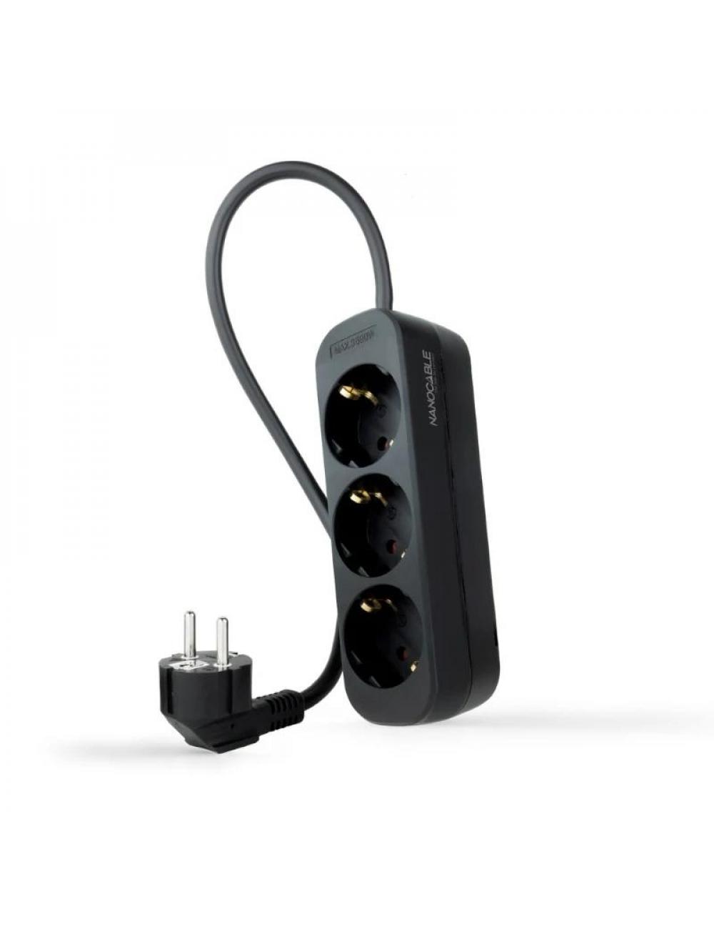 Nanocable regleta de enchufes 3 tomas 1.4 m negro