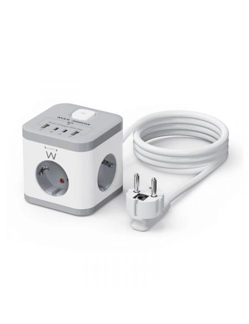 Ewent ew3863 regleta 3 tomas shucko+2usb-a+2usb-c