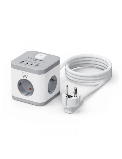 Ewent ew3863 regleta 3 tomas shucko+2usb-a+2usb-c