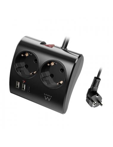 Ewent ew3871 regleta 2 shucko 2 usb-a 1 usb-c neg