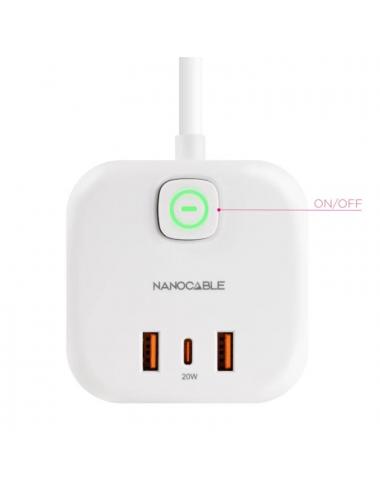 Nanocable base de enchufe con 3 usb c/ interruptor