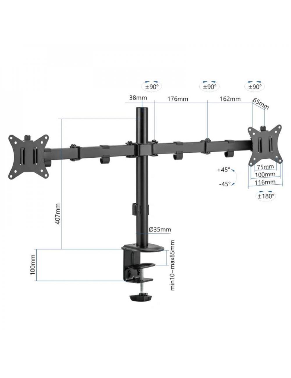 Iggual spm02 soporte pinza 2 monitores 17"-32"