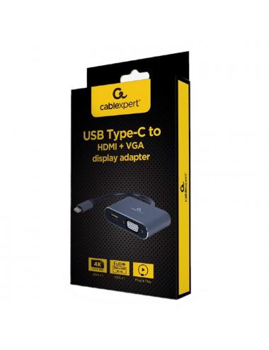 Gembird adaptador usb type-c a hdmi /vga gris