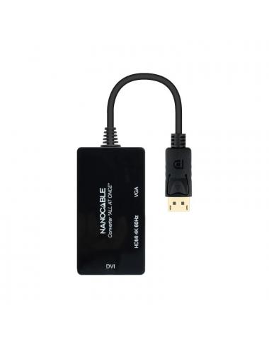 Nanocable conversor dp a hdmi/dvi/vga negro 20 cm
