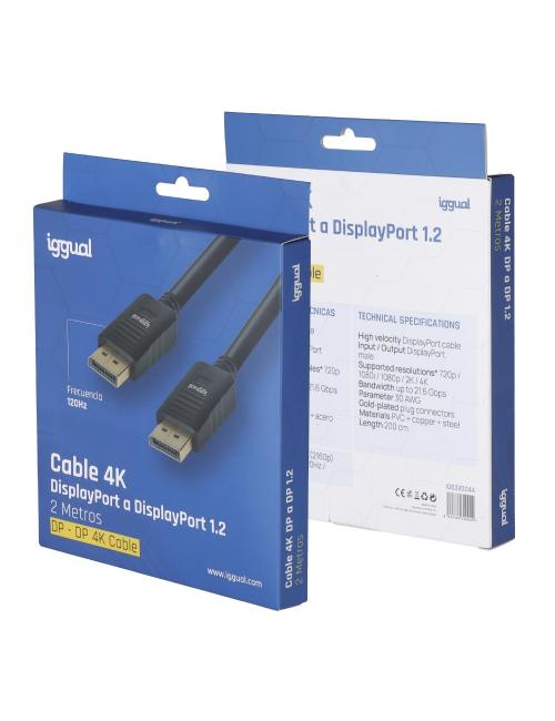 Iggual cable displayport (m) 1.2 4k@60hz 2 metros