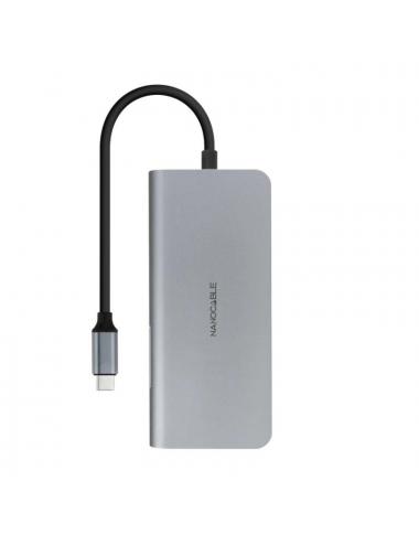 Nanocable hub 8en1 usb-a+hdmi+usb-c pd+rj45+tf+sd