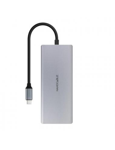 Nanocable hub 12en1 usb-a/c+hdmi+dp+rj45+tf+sd+au