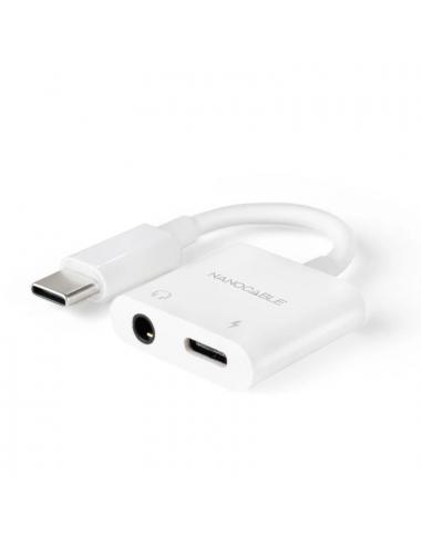 Nanocable adaptador usb-c a jack+usb-c/h pd 60w