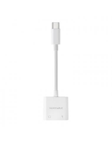 Nanocable adaptador usb-c a jack+usb-c/h pd 60w