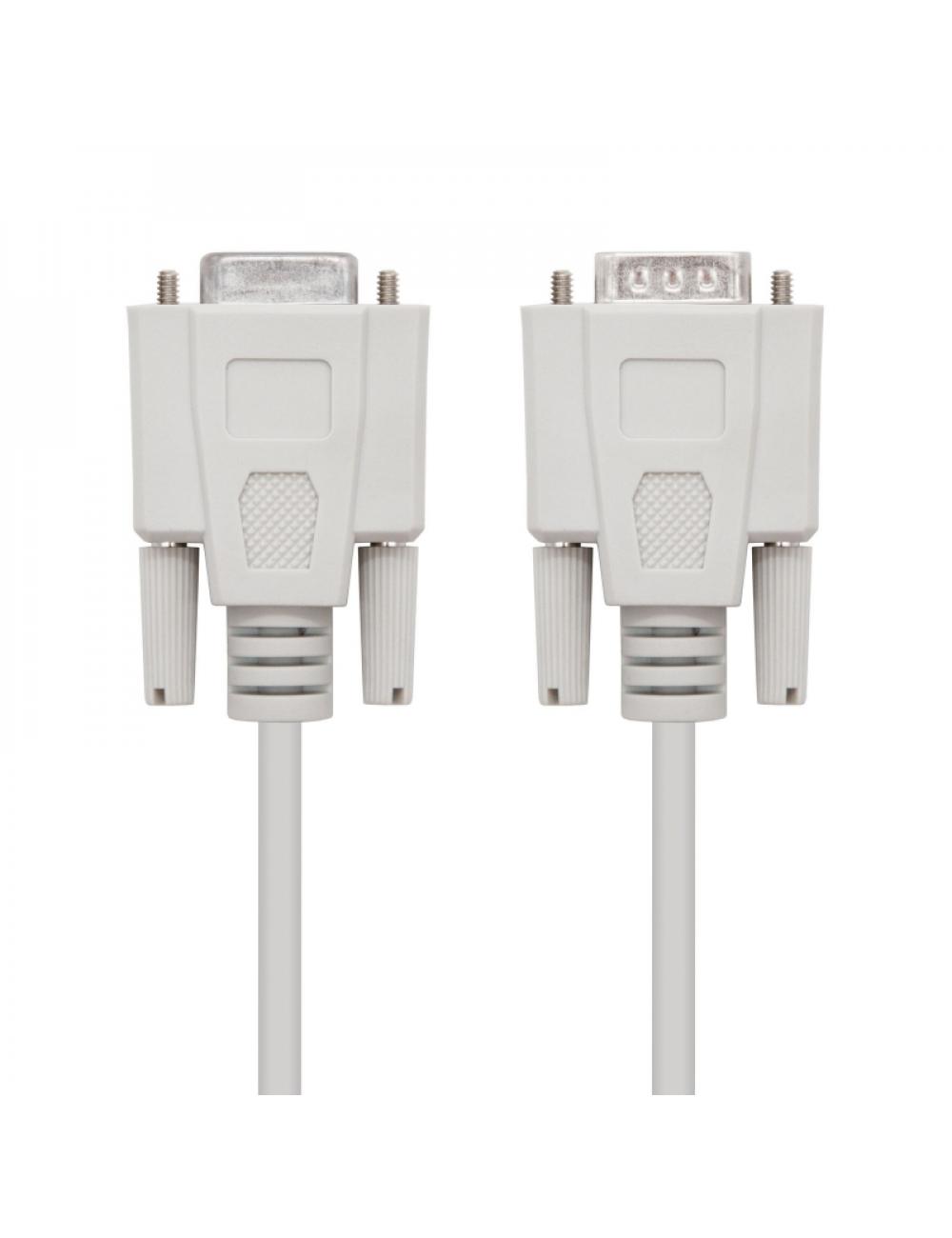 Nanocable cable serie rs232, db9 m-h, beige, 1.8m