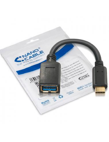 Nanocable cable usb 3.1 gen1 3a, usb-c/m-a/f, 15cm