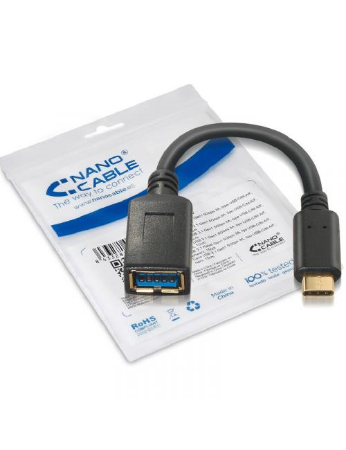 Nanocable cable usb 3.1 gen1 3a, usb-c/m-a/f, 15cm