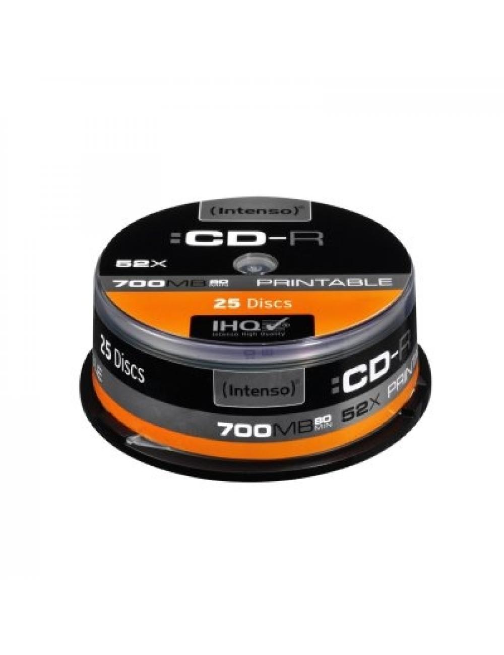 Intenso cd-r 700mb 52x printable tarrina 25uds