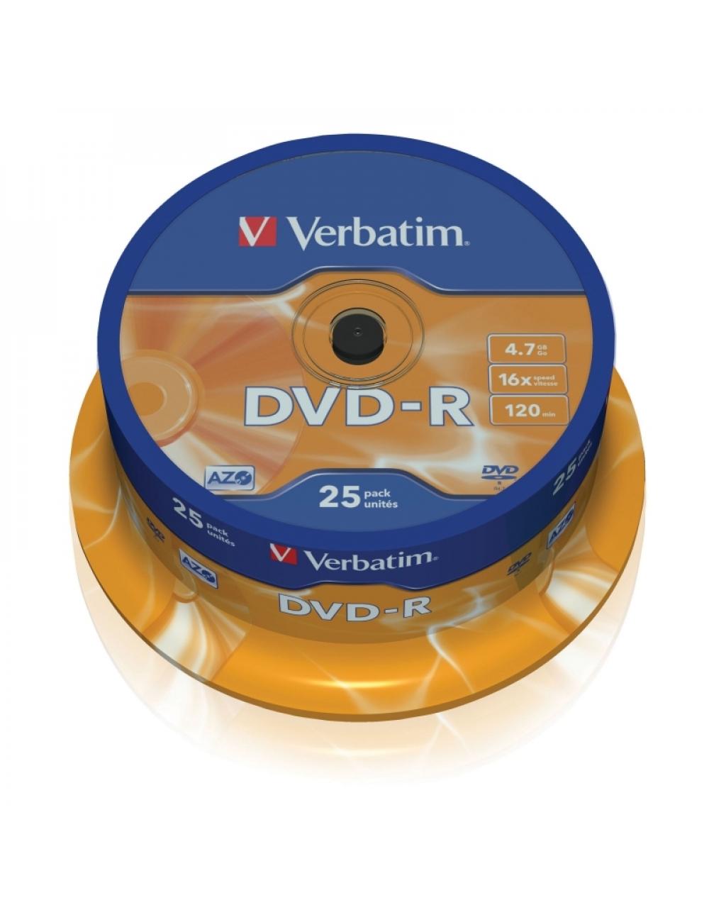 Verbatim dvd-r 4.7gb 16x tarrina 25uds