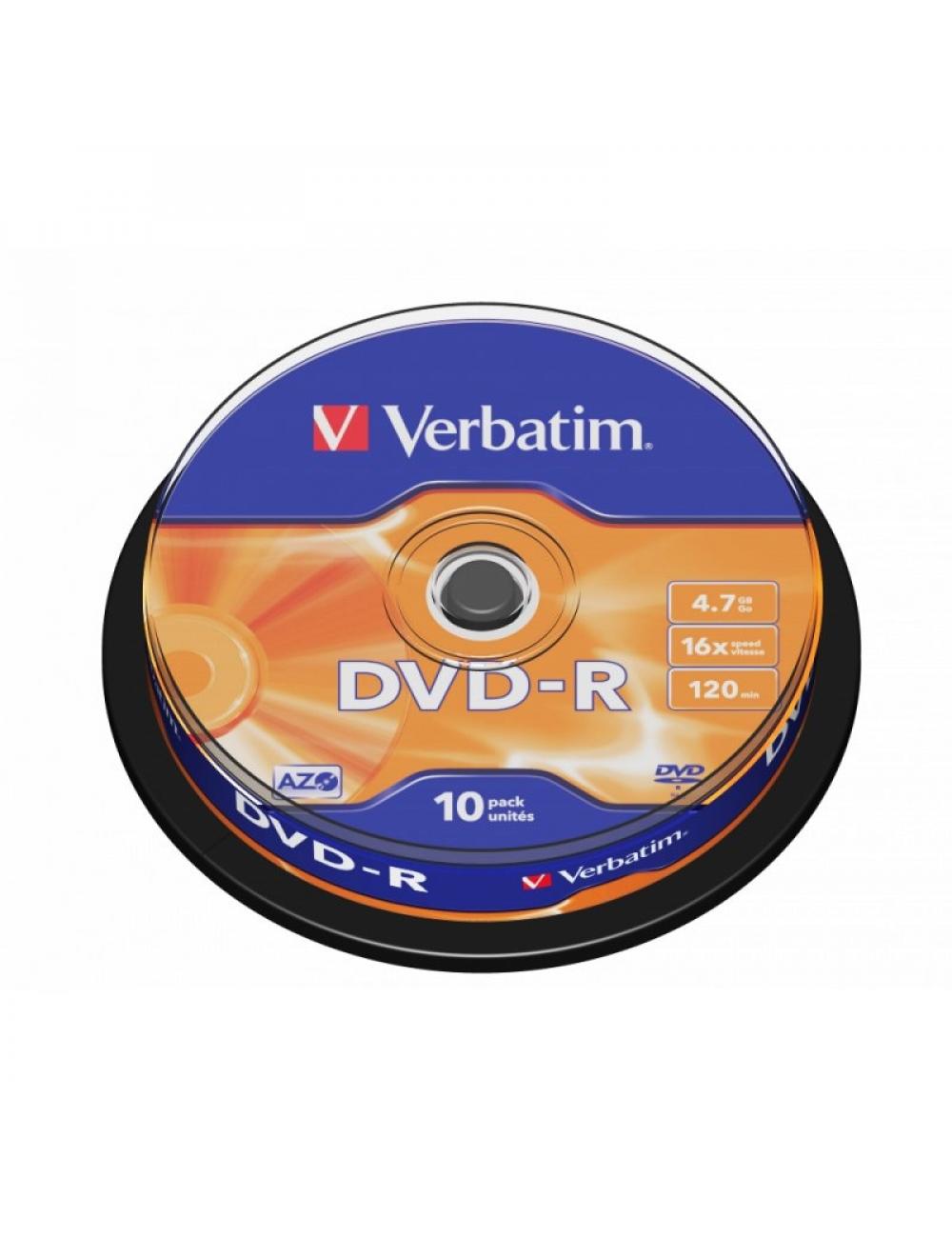 Verbatim dvd-r 4.7gb 16x tarrina 10uds