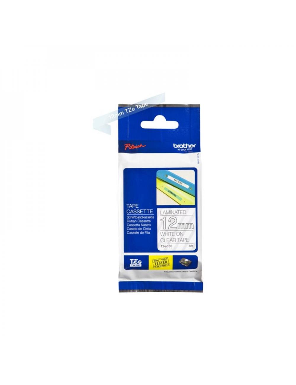 Brother cinta laminada blanco/transparente 12 mm