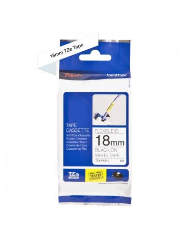 Brother cinta tzefx241 texto negro/blanco 18mm