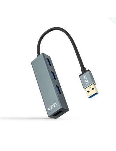 Nanocable hub usb 3.0 4 x usb 3.0 10cm. gris
