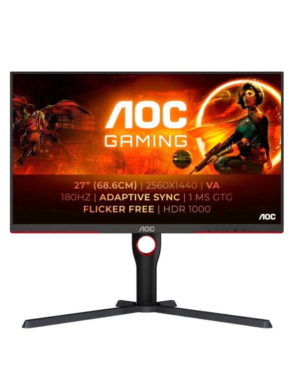 Aoc q27g3xmn monitor 27" qhd 180h 2hdmi dp aa
