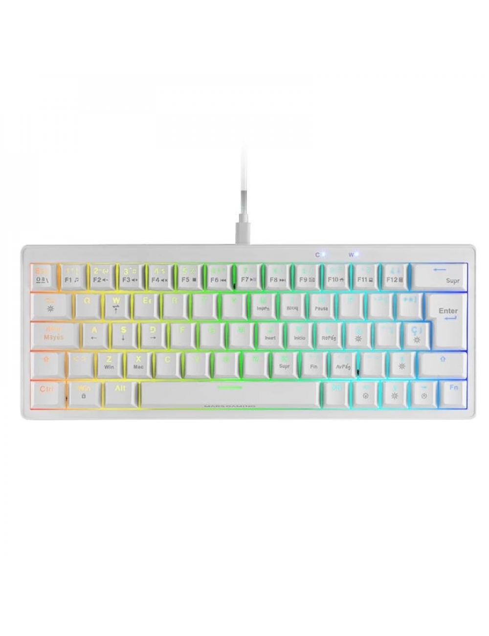 Mars gaming teclado mkminipro mec疣ico rgb blanco