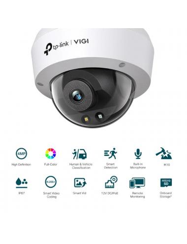 Vigi c疥ara ip domo c240 4mp pl疽t full-color 4mm