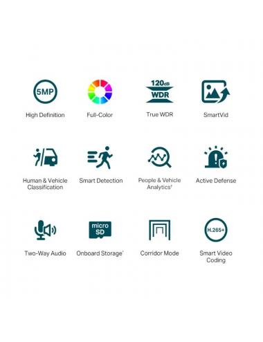 Vigi c疥ara ip turret c450 5mp pl疽tico full-color