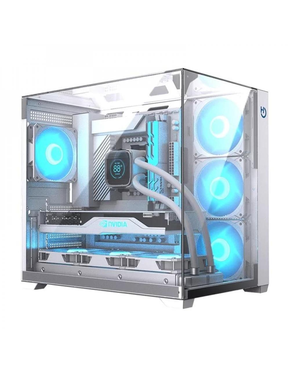 Hiditec caja atx gaming sky white usb 3.1 type-c
