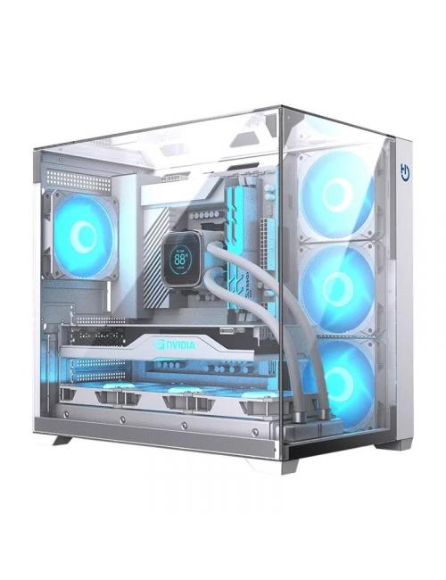 Hiditec caja atx gaming sky white usb 3.1 type-c