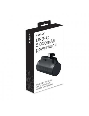 Celly powerbank compacta usb-c 5000 mah negra